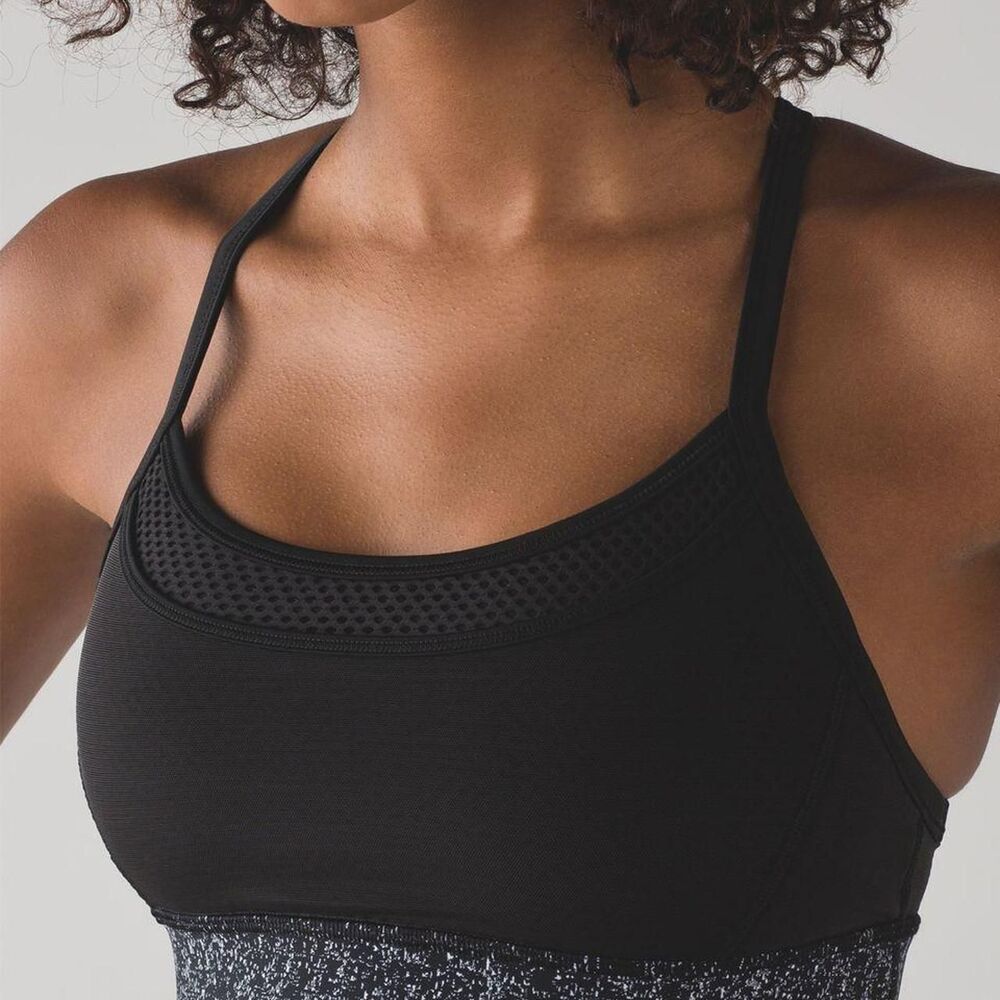 Lululemon Fit Physique Bra Black White Accent Women’s Size 6